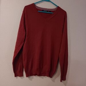 H.brother Rich Red V-Neck Sweater Sz L